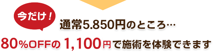 そんな"痛み改善のプロ"の施術が…今だけ!通常5,280円のところ…72%OFFの1,500円で施術を体験できます!